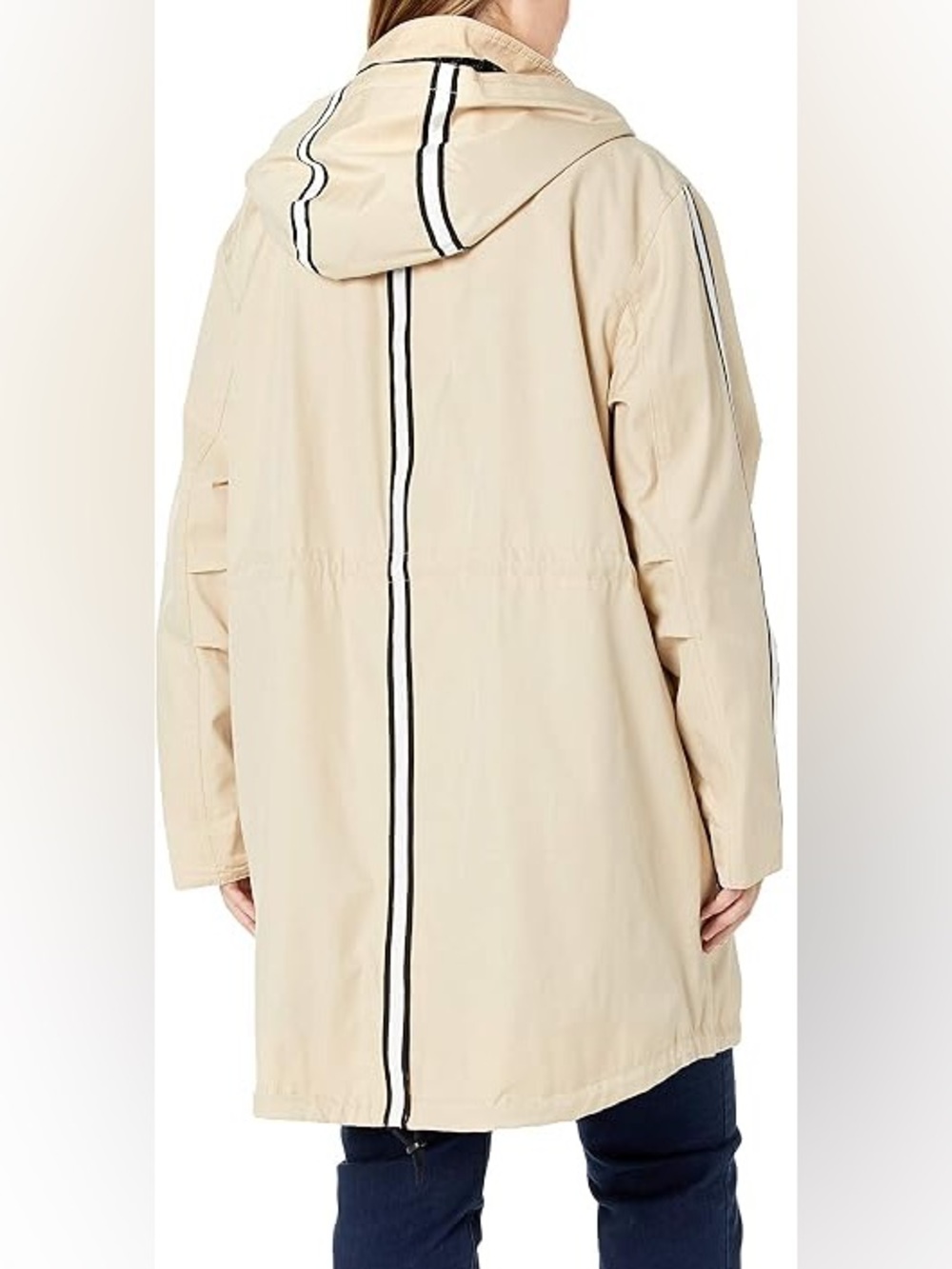 Rachel Roy size 2X Light Beige Hooded Raincoat with Contrast Strike - Women